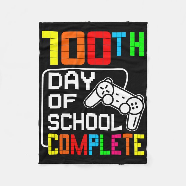 Boys 100th Day Of School Complete Video Game Stude Fleece Blanket (Front)