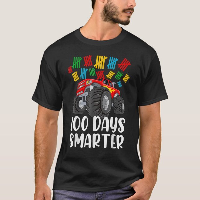 Boys 100th Day of School  Monster Truck 100 Smarte T-Shirt (Front)