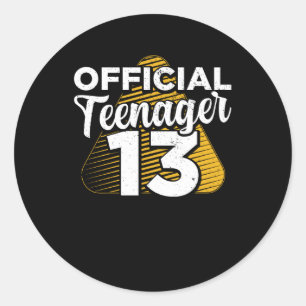 Boys 13th Birthday Official Teenager Classic Round Sticker