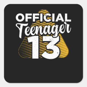 Boys 13th Birthday Official Teenager Square Sticker