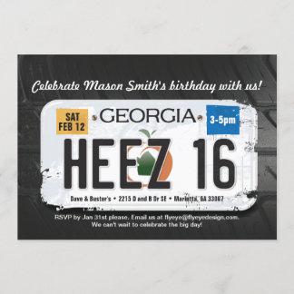Boy's 16th Birthday Georgia License Invitation