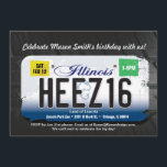 Boy's 16th Birthday Illinois License Invitation<br><div class="desc">Teen boys are hard to shop for aren't they? But a teenage boy turning 16 and getting his driver's license is a milestone to celebrate! There are plenty of "Sweet Sixteen" designs out there but not many designs geared towards the boys. This design sums up your birthday celebration quickly. It...</div>