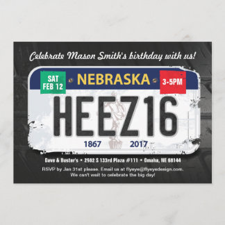 Boy's 16th Birthday Nebraska Invitation