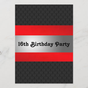 Boy's 16th Birthday Party Invite