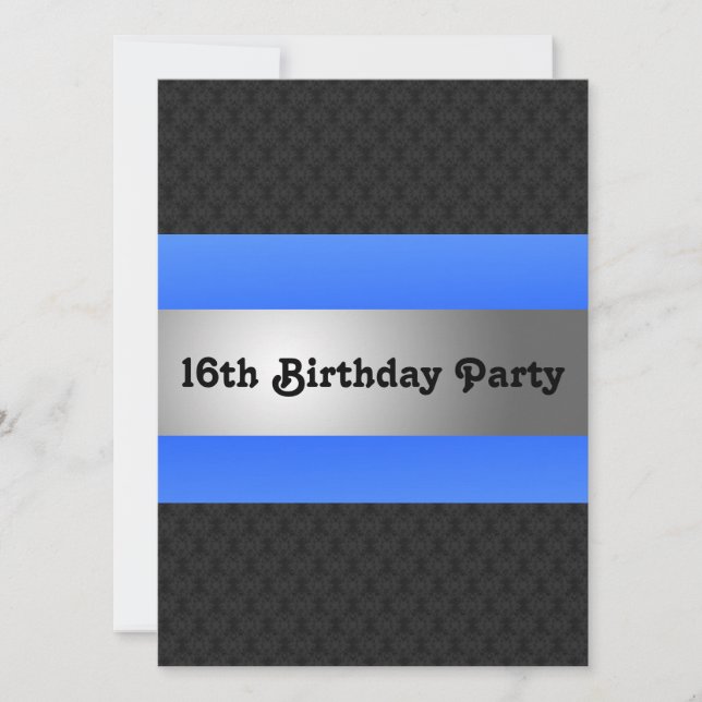 Boy's 16th Birthday Party Invite (Front)