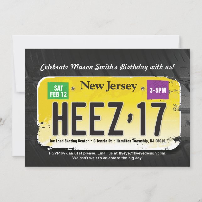 Boy's 17th Birthday New Jersey License Invitation (Front)