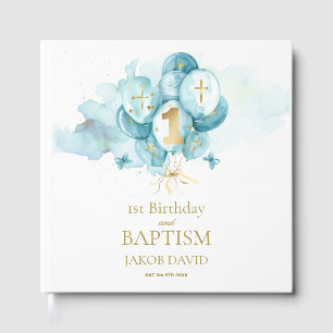 Boys 1st Birthday & Baptism Keepsake Guest Book