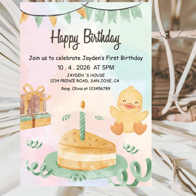 Boys 1st Birthday-Cute Modern Blue First Birthday Invitation (Creator Uploaded)