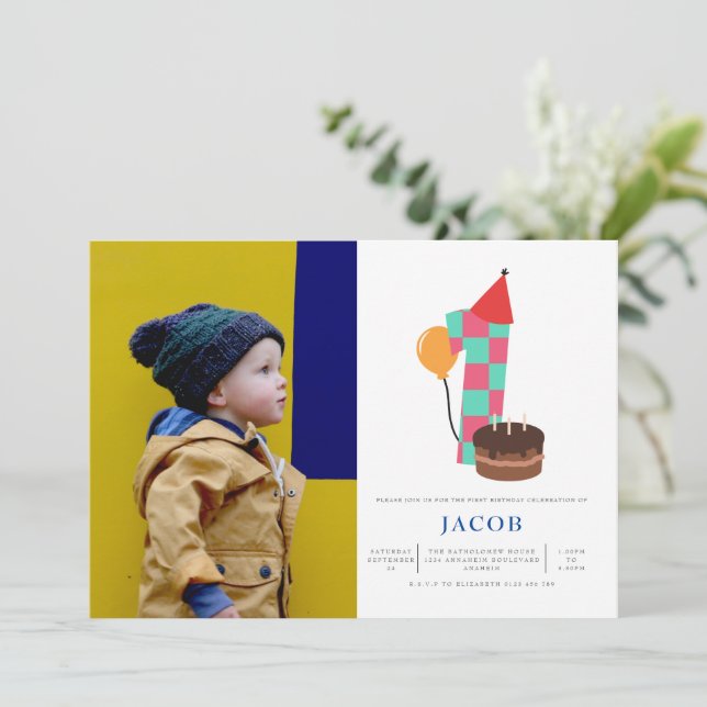 Boys 1st Birthday Invitation (Standing Front)