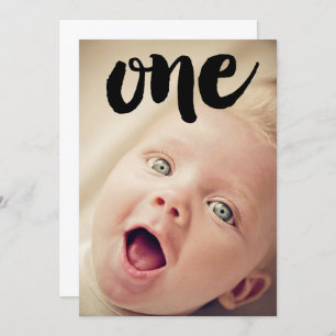 Boys 1st Birthday Number One Photo Overlay Invitation