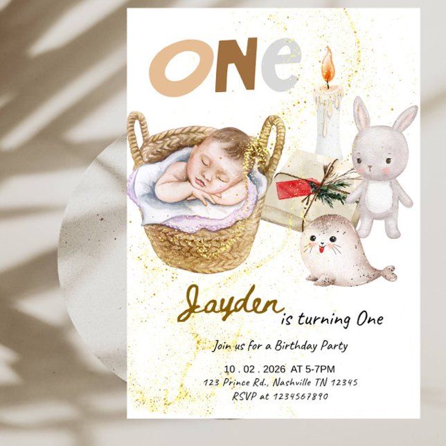 Boy's 1st Birthday Party Invitation (Creator Uploaded)