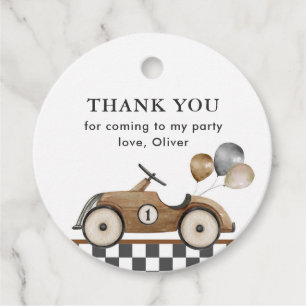 Boys 1st Birthday Retro Race Car Favour Tags
