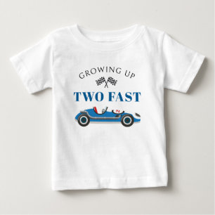 Boy's 2nd Birthday Blue Race Car Personalised Baby T-Shirt