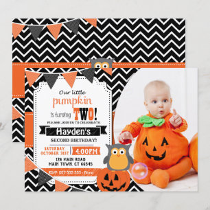 Boys 2nd Birthday Halloween Birthday Invite
