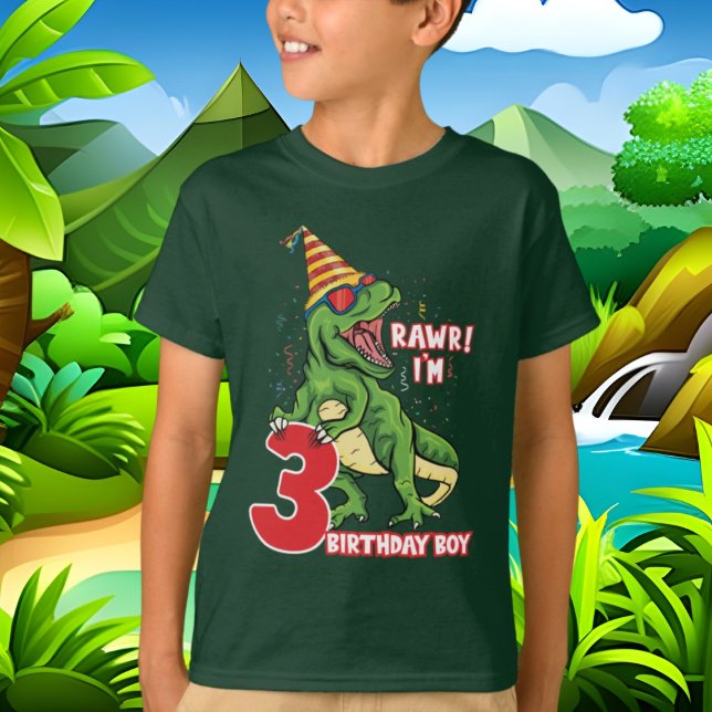 boys 3rd Birthday dinosaur  T-Shirt (Creator Uploaded)