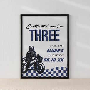 Boys 3rd Motocross Dirt Bike Birthday Poster