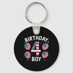 Boys 4 Year Old American Flag 4th Of July 4th Birt Key Ring
