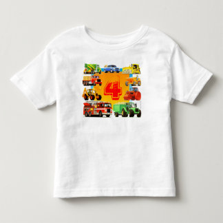 Boys 4th Birthday Custom Construction Truck Toddler T-Shirt