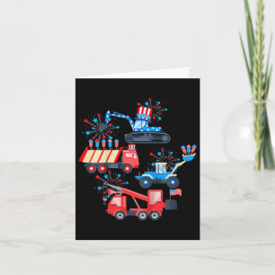 Boys 4th Of July Crane Truck Construction Vehicle Card