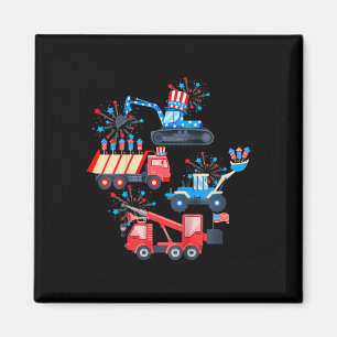 Boys 4th Of July Crane Truck Construction Vehicle Magnet
