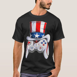 boys 4th of July Video Game American Flag Uncle Sa T-Shirt