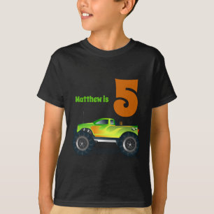 Boys 5th Birthday MONSTER TRUCK Add Name T-Shirt