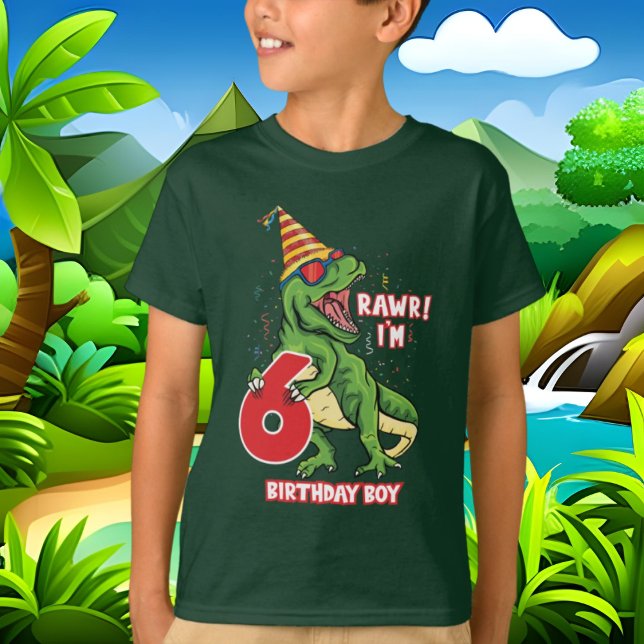 boys 6th Birthday dinosaur T-Shirt (Creator Uploaded)