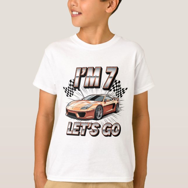 Boys 6th Birthday Race Car Outfit – Let’s Ride car T-Shirt (Front)