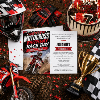 Boys 7th Motocross Dirt Bike Racing Birthday Flyer