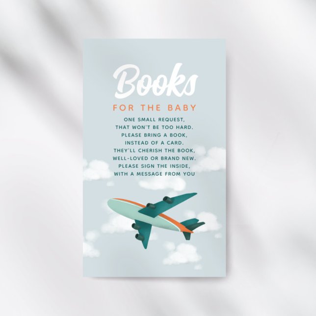 Boys Aeroplane Travel Baby Shower Books For Baby Enclosure Card (Creator Uploaded)
