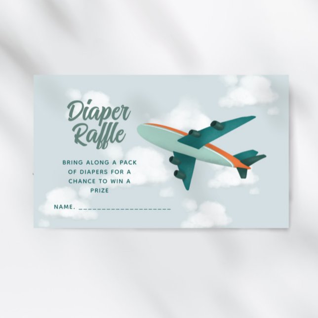 Boys Aeroplane Travel Baby Shower Diaper Raffle Enclosure Card (Creator Uploaded)