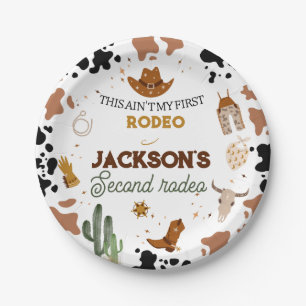 Boys Ain't My First Rodeo Cowboy 2nd Birthday Paper Plate