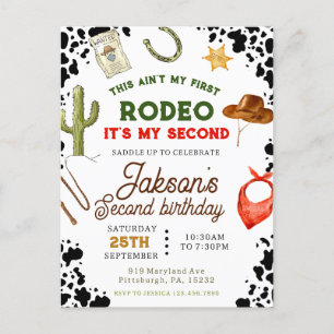 Boys Ain't My First Rodeo Cowboy 2nd Birthday Postcard