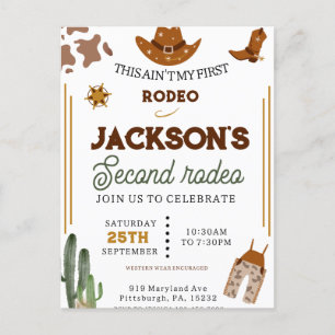 Boys Ain't My First Rodeo Cowboy 2nd Birthday Postcard