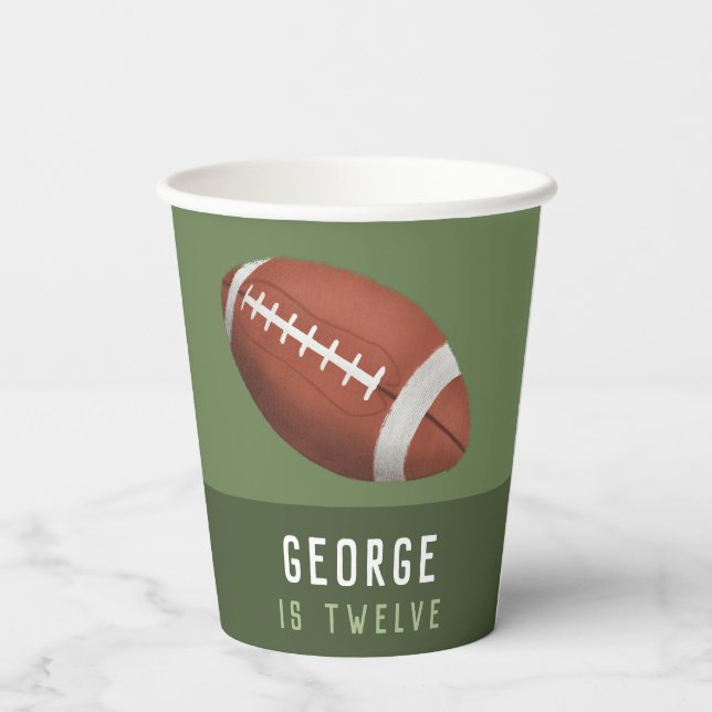 Boys American Football Kids Birthday Paper Cups (Back)