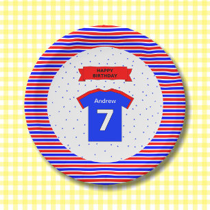 Boys and girls custom name 7th birthday party paper plate