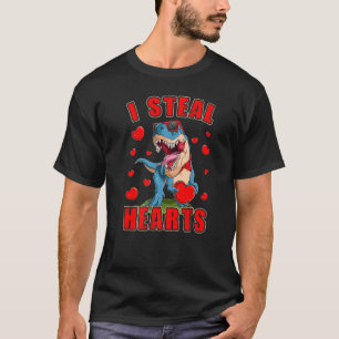 Boys And Men Funny I Steal Hearts Dinosaur T Rex T-Shirt