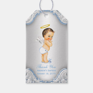 Boys Angel Baptism Thank You Gift Tags
