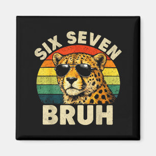 Boys animal print clothes six seven bruh cheetah 6 magnet