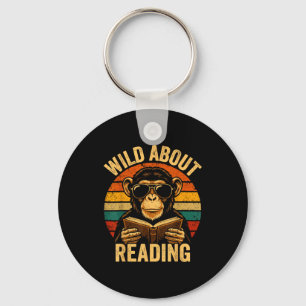 Boys animal print clothes wild about reading key ring