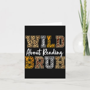 Boys animal print clothes wild about reading kids card