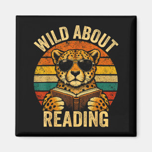 Boys animal print clothes wild about reading magnet