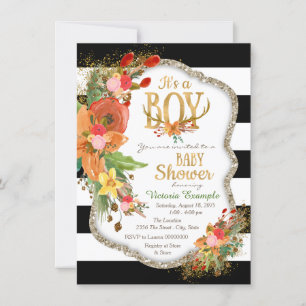 Boys Antler Baby Shower Invitation