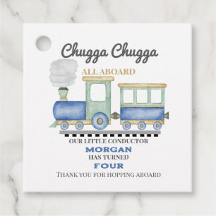 Boy's Any Age Birthday Blue Train Chugga Choo Favour Tags