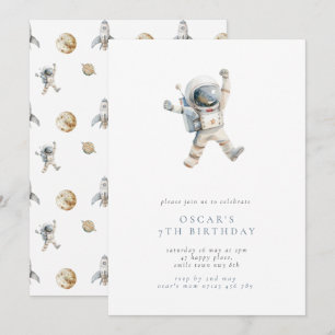 Boy's Astronaut Minimalist Space Birthday Party Invitation