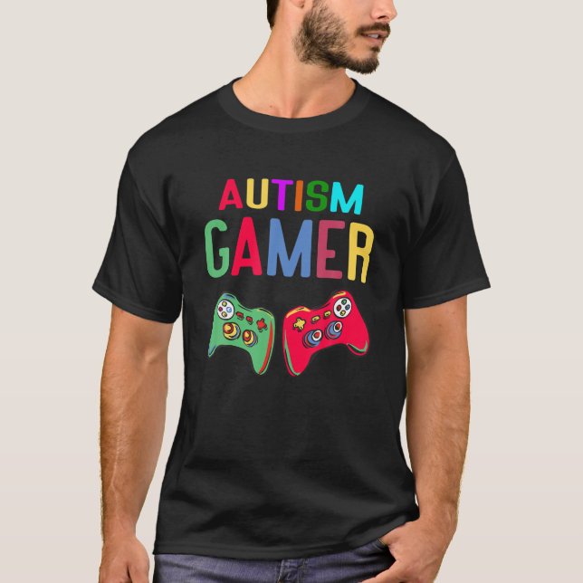 Boys Autism Gamer Autism Awareness Month Gaming Da T-Shirt (Front)