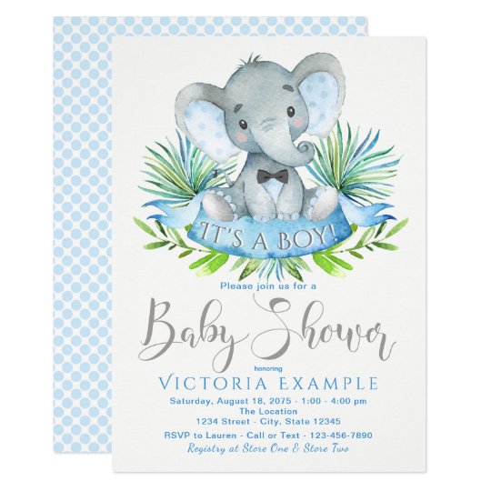 boys baby elephant baby shower invitations