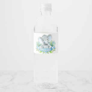 Boys Baby Elephant Baby Shower Water Bottle Labels