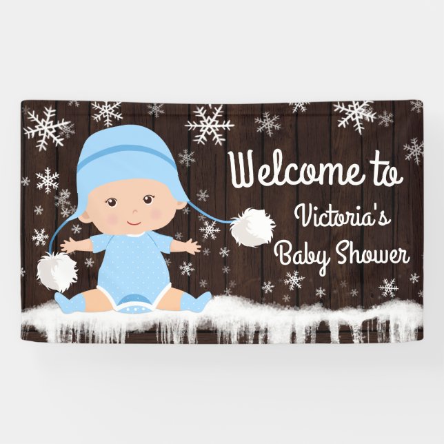 Boys Baby Its Cold Outside Baby Shower Banner (Horizontal)