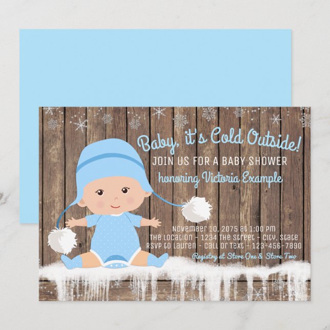 Boys Baby its Cold Outside Baby Shower Invitation (Front/Back)